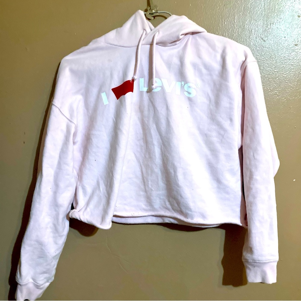 Levi’s logo drawstring crop hoodie s